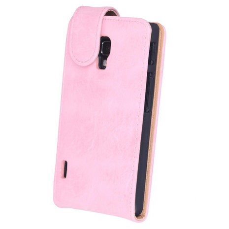 Bestcases Vintage Light Pink Flipcase Hoesje voor LG Optimus L7 2 P710