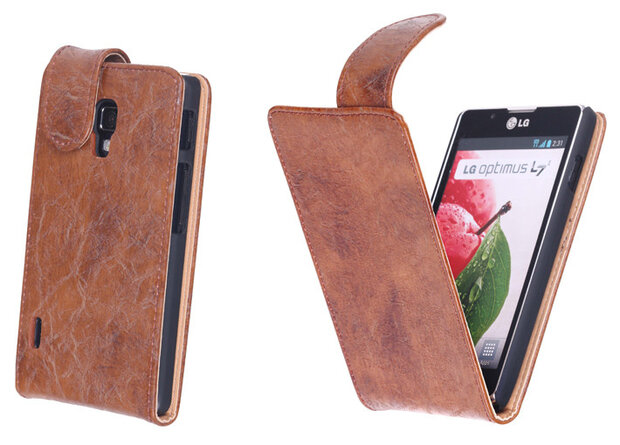 Bestcases Vintage Bruin Flipcase LG Optimus L7 2 P710