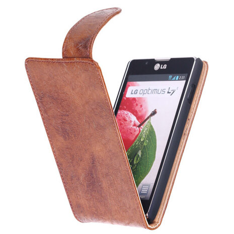 Bestcases Vintage Bruin Flipcase Hoesje voor LG Optimus L7 2 P710