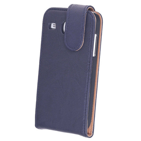 BestCases Navy Blue Kreukelleer Flipcase Hoesje voor Samsung Galaxy Core i8260