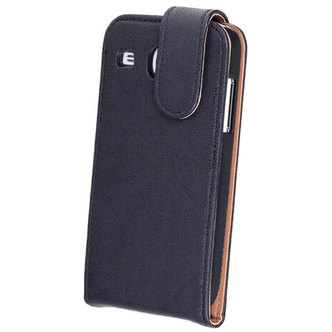 BestCases Zwart Kreukelleer Flipcase Hoesje voor Samsung Galaxy Core i8260