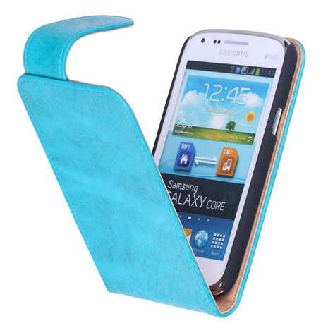 Eco-Leather Flipcase Hoesje voor Samsung Galaxy Core i8260 Turquoise