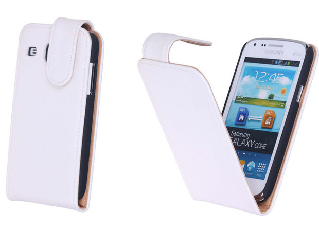 Eco-Leather Flipcase Hoesje Samsung Galaxy Core i8260 Creme  