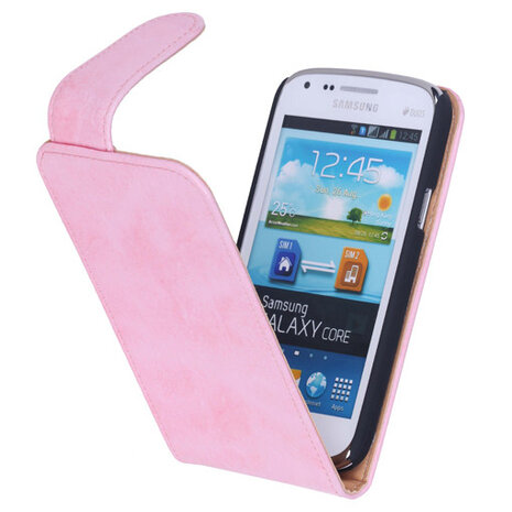 Eco-Leather Flipcase Hoesje voor Samsung Galaxy Core i8260 Light Pink
