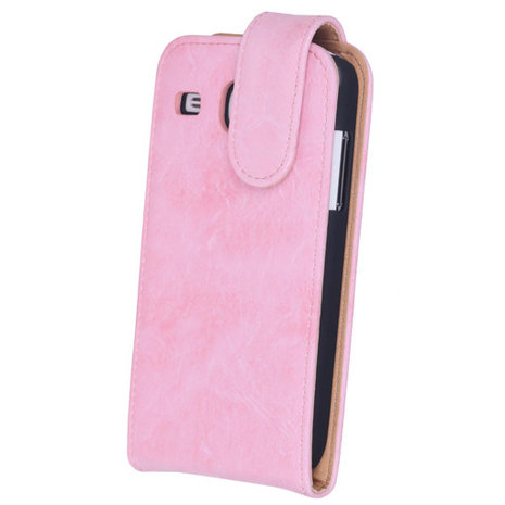 Eco-Leather Flipcase Hoesje voor Samsung Galaxy Core i8260 Light Pink