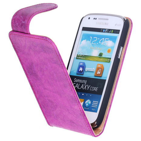 Eco-Leather Flipcase Hoesje voor Samsung Galaxy Core i8260 Pink