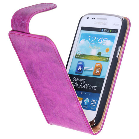 Eco-Leather Flipcase Hoesje voor Samsung Galaxy Core i8260 Pink