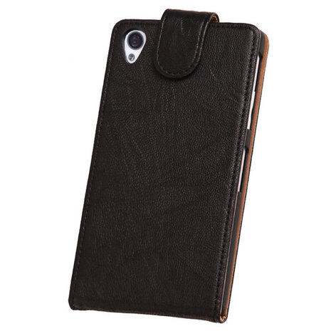 BestCases Zwart Kreukelleer Flipcase Hoesje voor Sony Xperia Z1