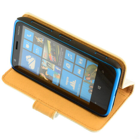Bestcases Vintage Wit Bookstyle Cover Hoesje voor Nokia Lumia 620