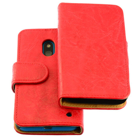 Bestcases Vintage Rood Bookstyle Cover Hoesje voor Nokia Lumia 620