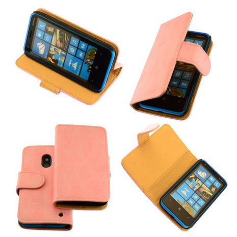Bestcases Vintage Light Pink Bookstyle Cover Nokia Lumia 620