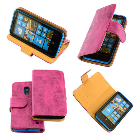 Bestcases Vintage Pink Bookstyle Cover Nokia Lumia 620