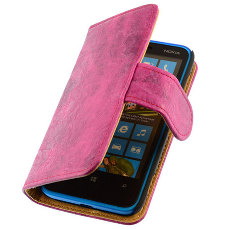 Bestcases Vintage Pink Bookstyle Cover Hoesje voor Nokia Lumia 620