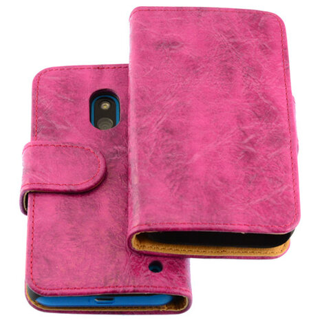 Bestcases Vintage Pink Bookstyle Cover Hoesje voor Nokia Lumia 620