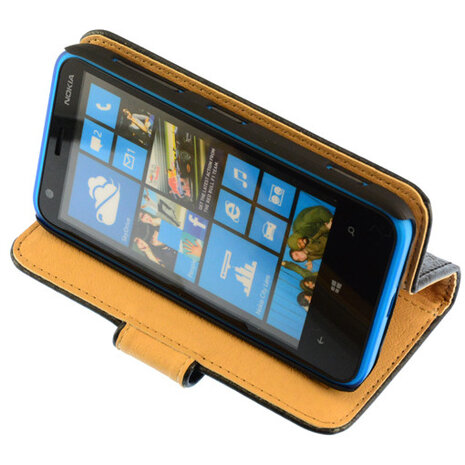 Bestcases Vintage Zwart Bookstyle Cover Hoesje voor Nokia Lumia 620