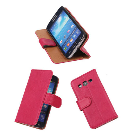 BestCases Fuchsia Luxe Echt Lederen Booktype Samsung Galaxy Express 2