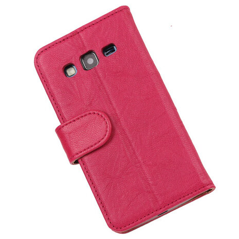 BestCases Fuchsia Luxe Echt Lederen Booktype Hoesje voor Samsung Galaxy Express 2