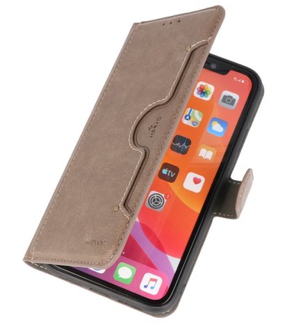 Luxe Portemonnee Hoesje voor iPhone 11 Pro Max Grijs