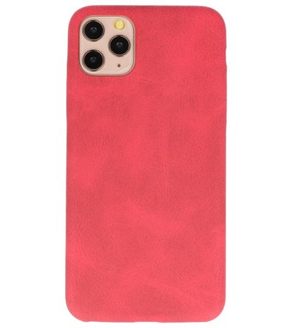 Leder Design Back Cover voor iPhone 11 Pro Max Rood