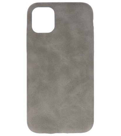 Leder Design Back Cover voor iPhone 11 Pro Max Grijs