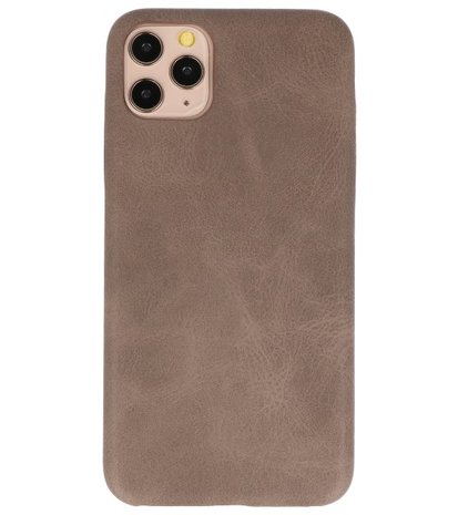 Leder Design Back Cover voor iPhone 11 Pro Max Donker Bruin