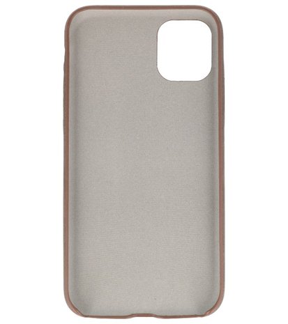 Leder Design Back Cover voor iPhone 11 Pro Max Donker Bruin