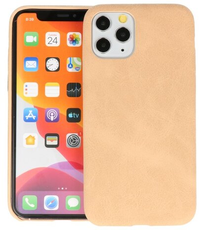 Leder Design Back Cover voor iPhone 11 Pro Beige