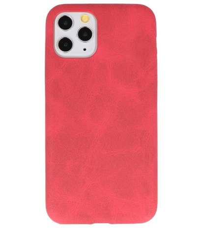 Leder Design Back Cover voor iPhone 11 Pro Rood