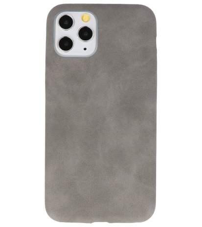 Leder Design Back Cover voor iPhone 11 Pro Grijs