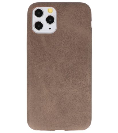 Leder Design Back Cover voor iPhone 11 Pro Donker Bruin