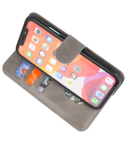 Bookstyle Wallet Cases Hoes voor iPhone 11 Pro Grijs