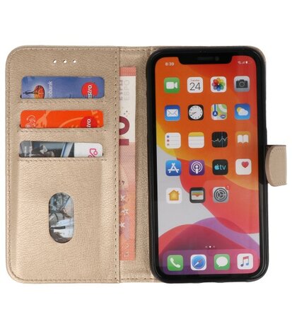 Bookstyle Wallet Cases Hoes voor iPhone 11 Pro Goud