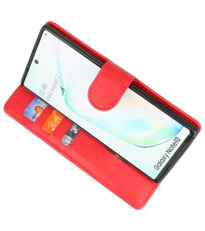 Bookstyle Wallet Cases Hoes voor Samsung Galaxy Note 10 Rood