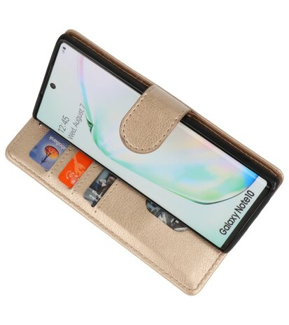 Bookstyle Wallet Cases Hoes voor Samsung Galaxy Note 10 Goud
