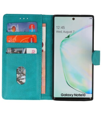 Bookstyle Wallet Cases Hoes voor Samsung Galaxy Note 10 Groen