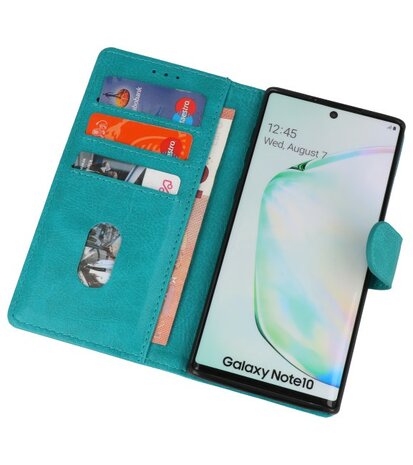 Bookstyle Wallet Cases Hoes voor Samsung Galaxy Note 10 Groen