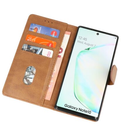 Bookstyle Wallet Cases Hoes voor Samsung Galaxy Note 10 Bruin