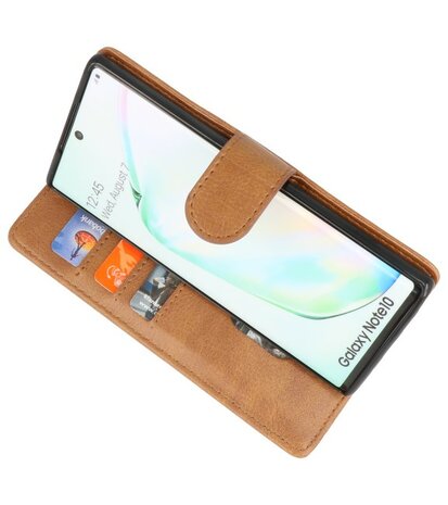 Bookstyle Wallet Cases Hoes voor Samsung Galaxy Note 10 Bruin