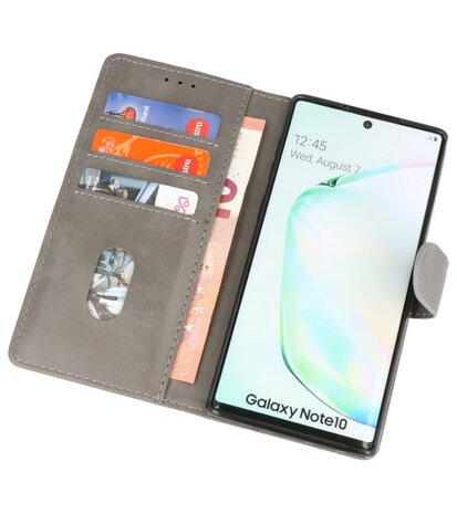 Bookstyle Wallet Cases Hoes voor Samsung Galaxy Note 10 Grijs