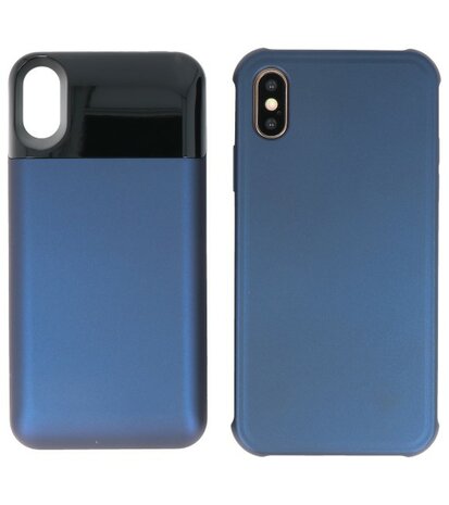 Battery Power Bank + Back Case voor iPhone Xs Max Blauw