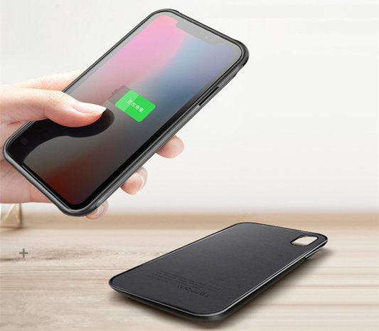 Battery Power Bank + Back Case voor iPhone XR Zwart