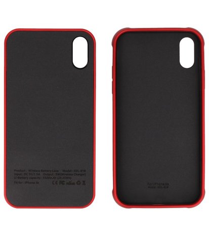 Battery Power Bank + Back Case voor iPhone XR Rood