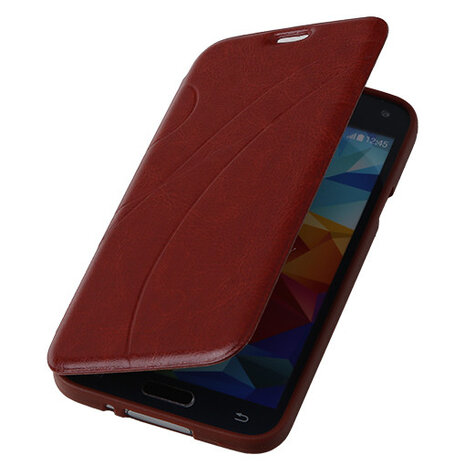 Bruin TPU Book Case Flip Cover Motief Hoesje voor Samsung Galaxy S5 Plus