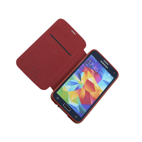 Bruin TPU Book Case Flip Cover Motief Hoesje voor Samsung Galaxy S5 Plus