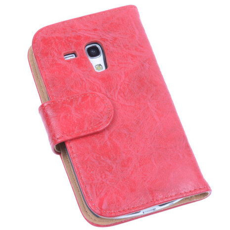 Bestcases Vintage Rood Book Cover Hoesje voor Samsung Galaxy S3 Mini i8190