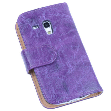 Bestcases Vintage Lila Book Cover Hoesje voor Samsung Galaxy S3 Mini i8190