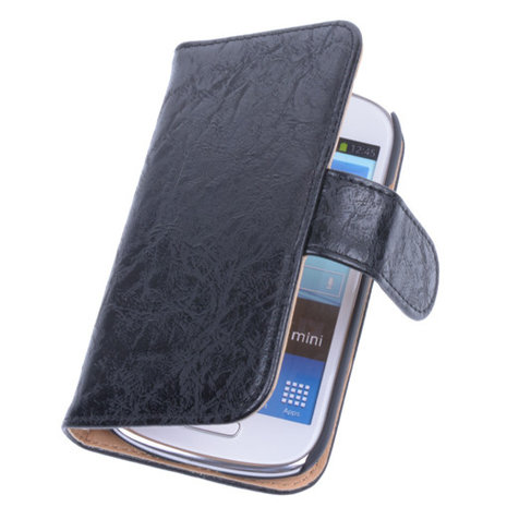 Bestcases Vintage Zwart Book Cover Hoesje voor Samsung Galaxy S3 Mini i8190