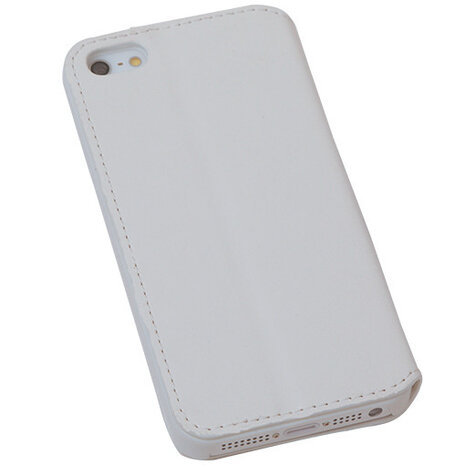 Bestcases Wit Map Case Book Cover Hoesje voor Apple iPhone 5 5s