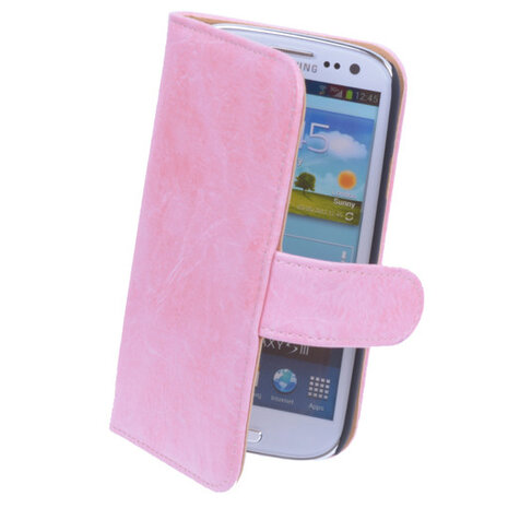 Bestcases Vintage Light Pink Book Cover Hoesje voor Samsung Galaxy S3 i9300