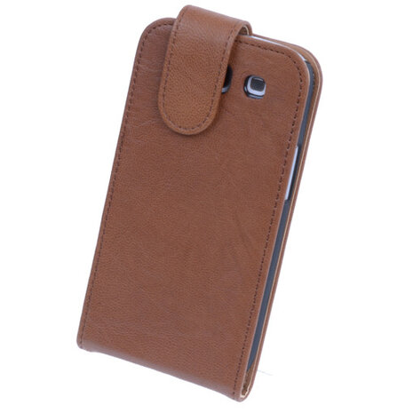 BestCases Luxe Kreukelleer Flipcase Hoesje voor Samsung Galaxy S3 Bruin